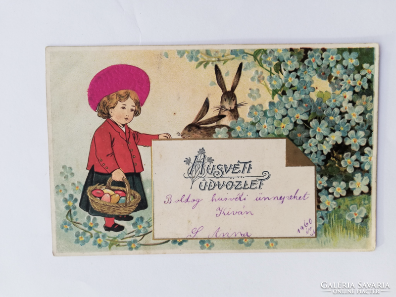 1906, special, embossed, forget-me-not Easter card. 123.