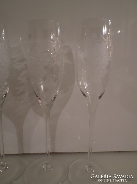 Glasses - 5 pcs - acid etched - 24 x 5 cm - 2 dl - Austrian - perfect