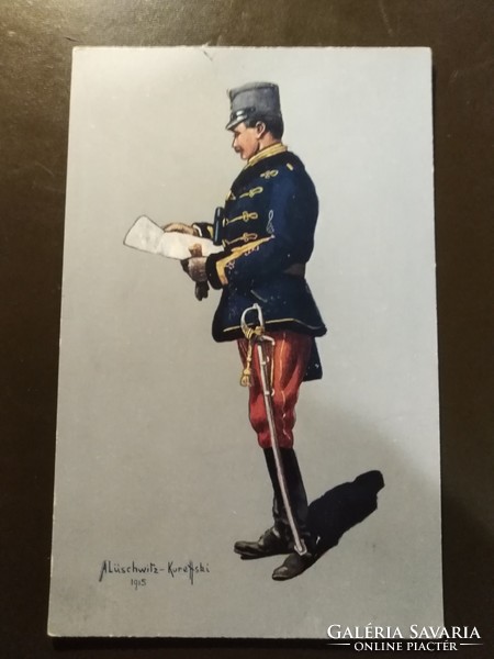 Captain of Hussar. World War k.U.K. Postcard