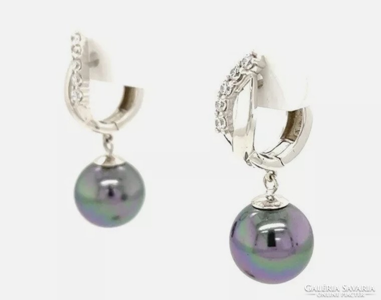 Amazing peacock-shell pearl 925 silver earrings, new