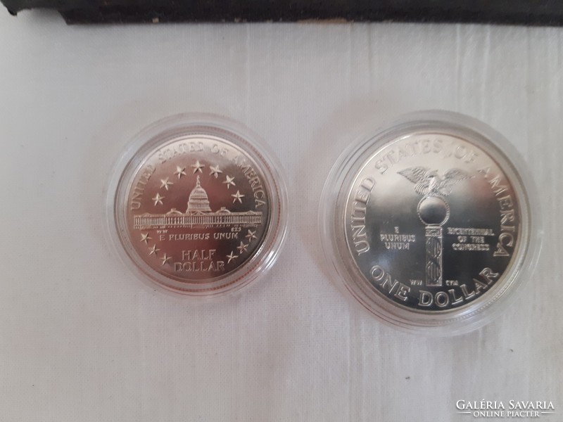 Silver dollar and half dollar 1989, bicentennial silver coin set