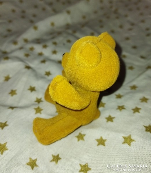RETRO műanyag flokkolt szőrös maci figura 7cm régi játék mackó medve