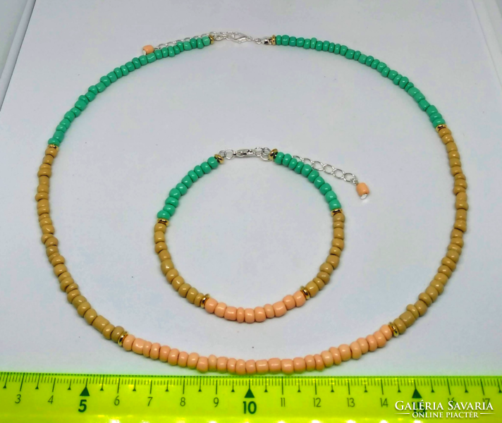 Czech pearl necklace bracelet set