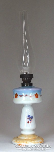 1F580 antique tinted hand painted glass kerosene lamp with cylinder