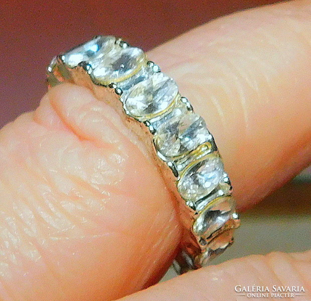 Mest. Gyémánt Teli köves Fehér Arany Gold Filled Karika Gyűrű- 7.5-es