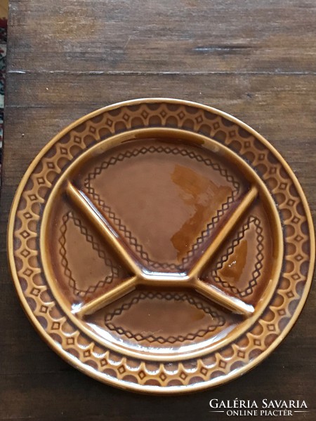 Sarreguemines French painted-glazed faience / ceramic fondue plates. 6-piece set is undamaged