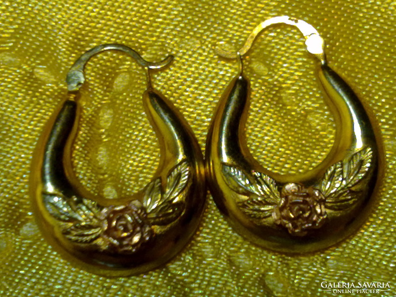 Antique gold rose relief earrings rarity beautiful antique gold earrings with roses