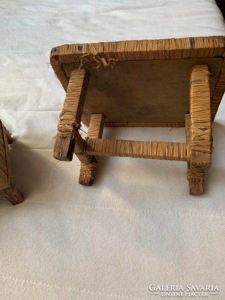 Antik fa/rattán játék  baba bútor