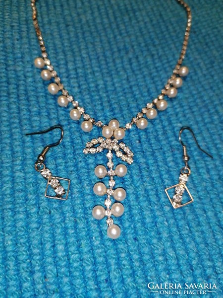 Pearl Rhinestone Necklace with Earrings (219)