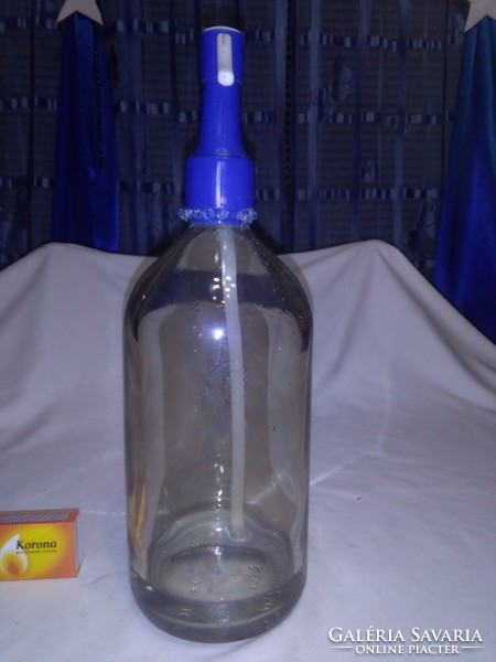 Retro szódásüveg - üveg test, műanyag fej