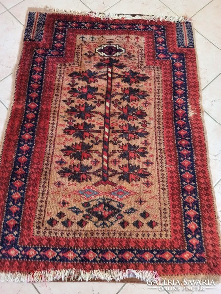 Tree of life small handmade antique rug, tapestry