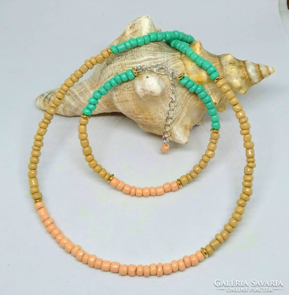 Czech pearl necklace bracelet set