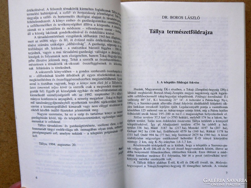 Tállya (history of the settlement) 1994, for ethnographers and winemakers as well !, Book in good condition