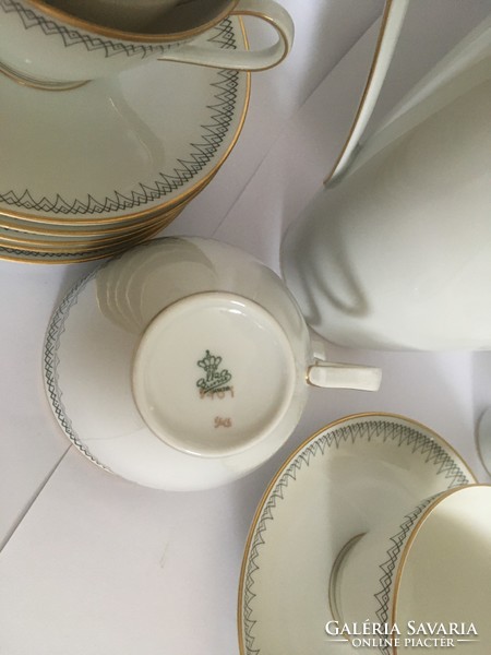 Alka-kunst bavaria full tea / coffee set: jug, milk spout, sugar bowl, 6 pairs of cups + saucer