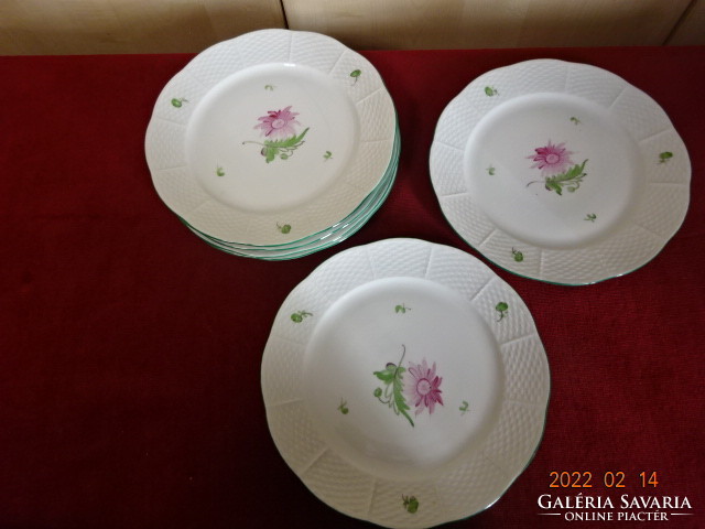 Herend porcelain flat plate with green border, six pieces. He has! Jókai