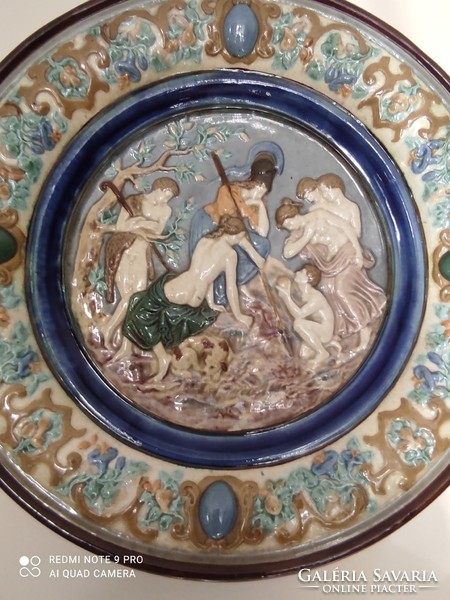 Antique majolica wall plate