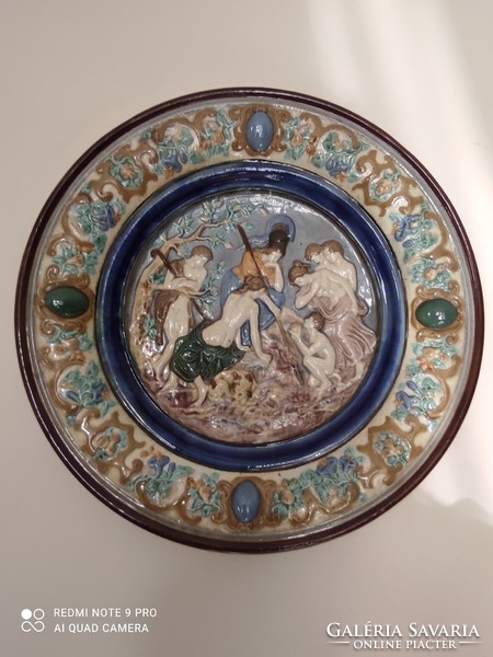 Antique majolica wall plate