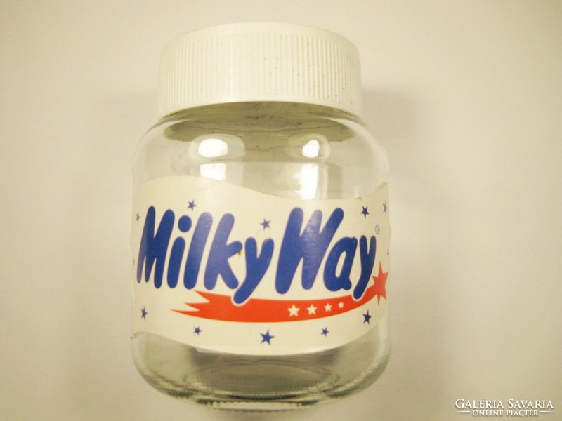 Retro papír címkés befőttes üveg - Milky Way - 1990-es évekből