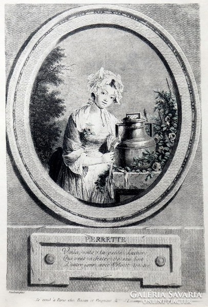 After Pierre-antoine baudouin (1723-1769): perette, antique French copperplate