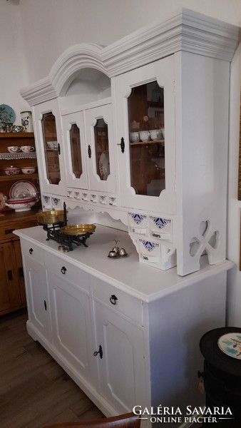 Large antique sideboard painted white with original granite drawers