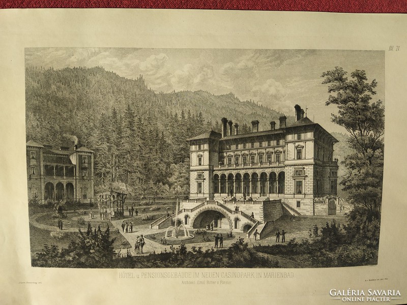 6 darab XIX. századi nagymèretű osztrák èpítészeti rézkarcok