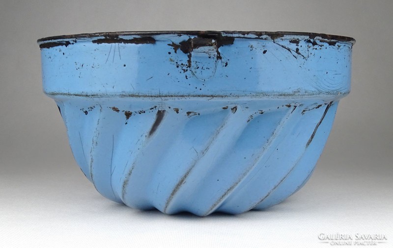 1H611 Régi kék zománcozott cukrászati eszköz kuglófsütő forma