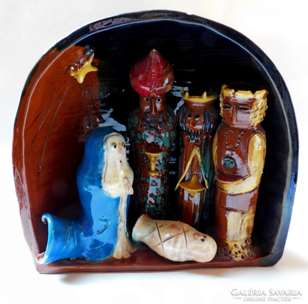 Eszter Zákány (1943-2006) ceramics: nativity scene