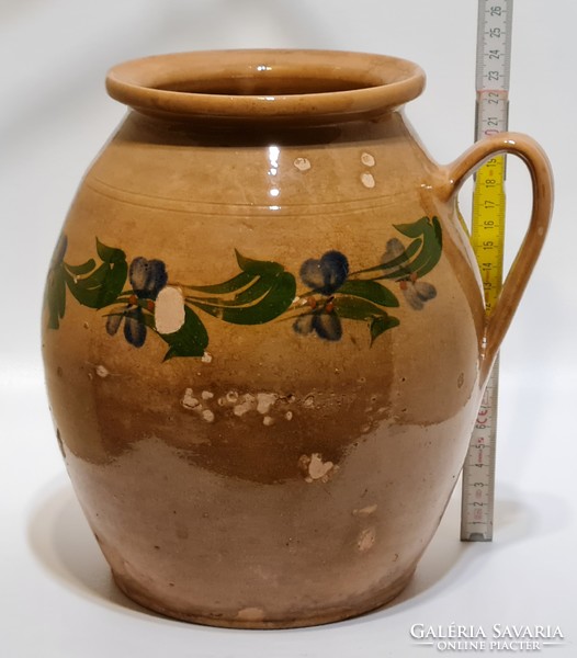 Folk, floral, brown glazed ceramic silk (2116)