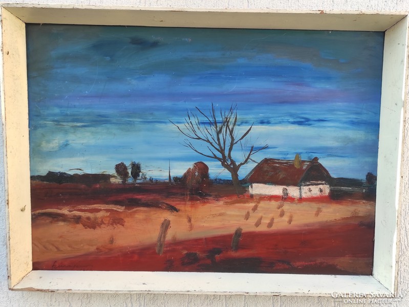 Farm world, landscape painting, Kecskemét, Great Plain