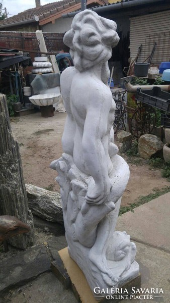 Hatalmas Antik Poszeidon szobor Kastély kerti tó vízköpő szökőkút Kő  Fagyálló Műkő