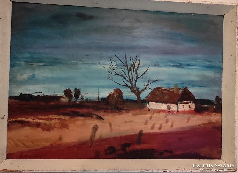 Farm world, landscape painting, Kecskemét, Great Plain