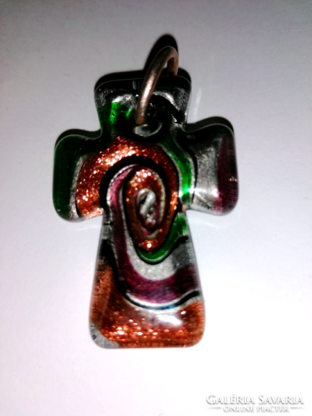 Cross shaped Murano glass pendant 48.