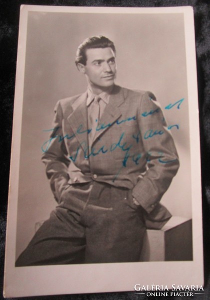 Dedicated photo sheet signed by opera singer János Sárdy Bonviván approx. 1942 Autograph