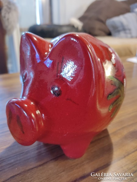 Rare - vintage west german red pig money box