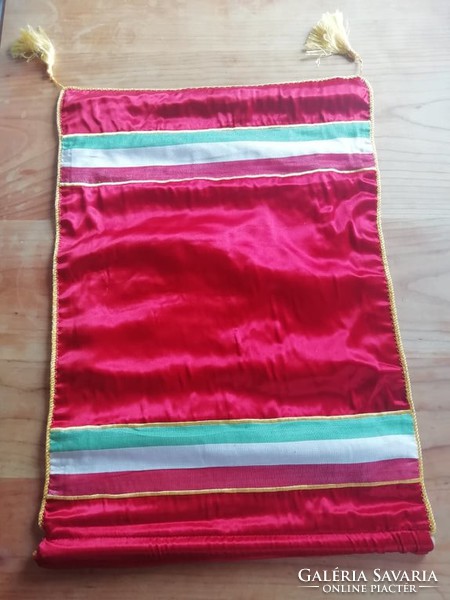 Excellent century silk embroidered flag with wooden stick