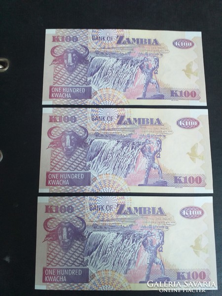 2010 100kwacha zambia unc 3 pairs of serial numbers