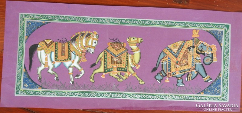 Karaván 3.- indiai selyemkép festmény