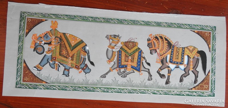 Karaván 4.- indiai selyemkép festmény