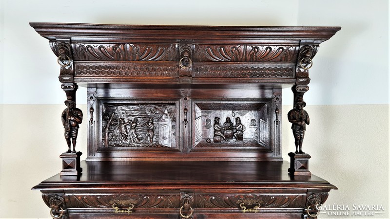 A492 freshly renovated antique, renaissance style sideboard