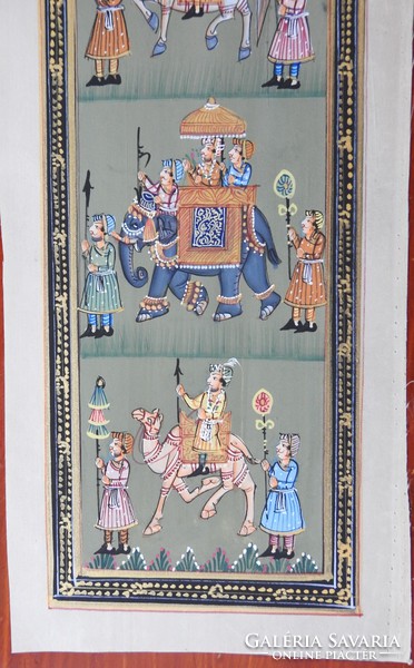 Karaván- indiai selyemkép festmény