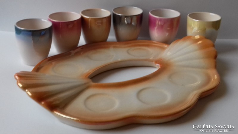 Retro Hungarian handicraft ceramic drink set