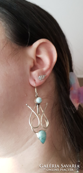 Larimár gemstone earrings craft new! Showy, great piece!