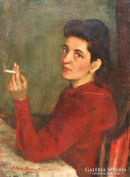 P. Bak János: Cigarettázó nő, 1940