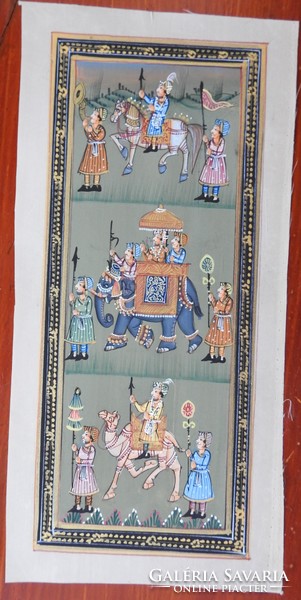 Karaván- indiai selyemkép festmény