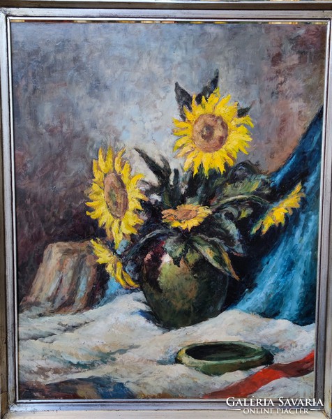 Still life with sunflowers from Tokácsli 75x60 cm. O. Farost, the so-called In the Tokaj frame.
