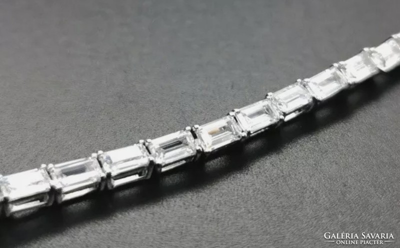 Special zirconium gemstone bracelet, 925 silver - new