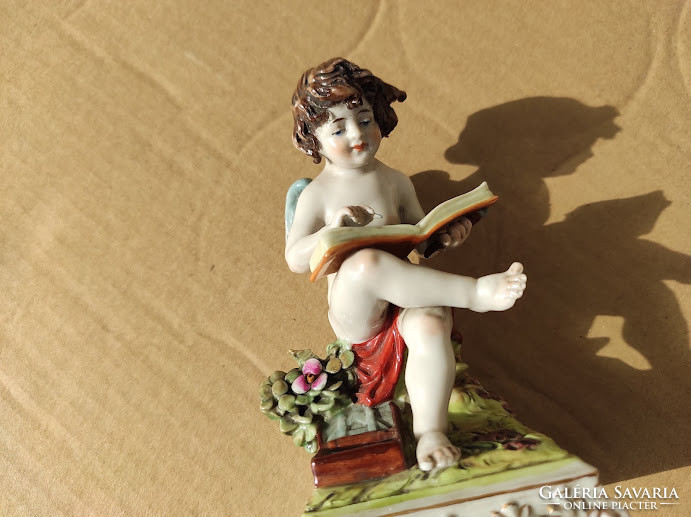 Antique sitzendorf porcelain sitting figurine angel flawless 5149