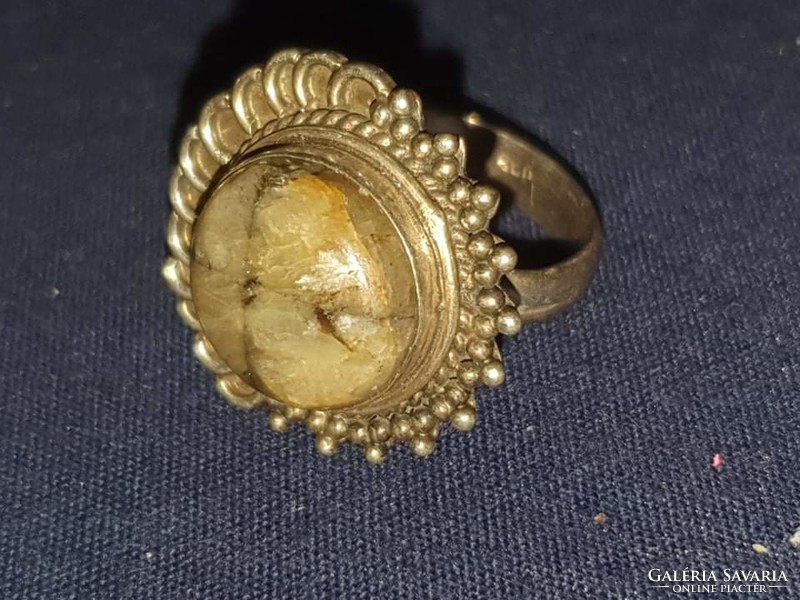 Genuine silver ring decorated with chiastolite (cross stone) size 8 as (57)