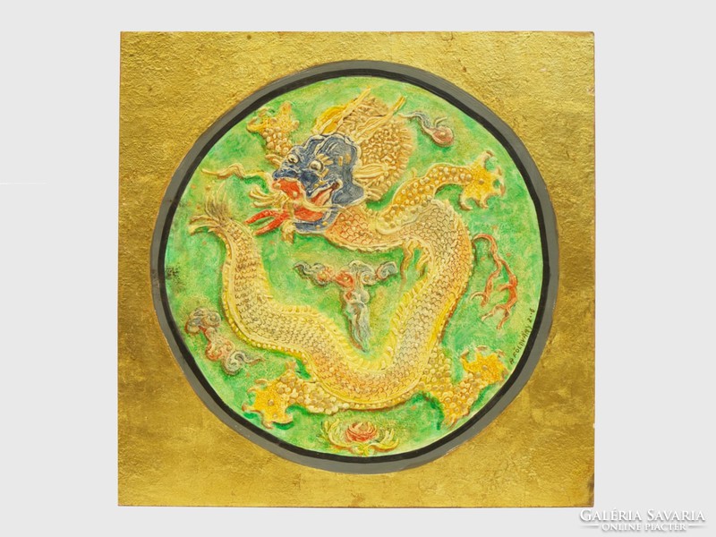 Przudzik Joseph - a glazed oriental wooden dragon