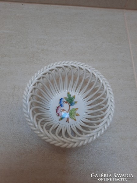Herend Victorian patterned porcelain wicker basket, bowl vbo